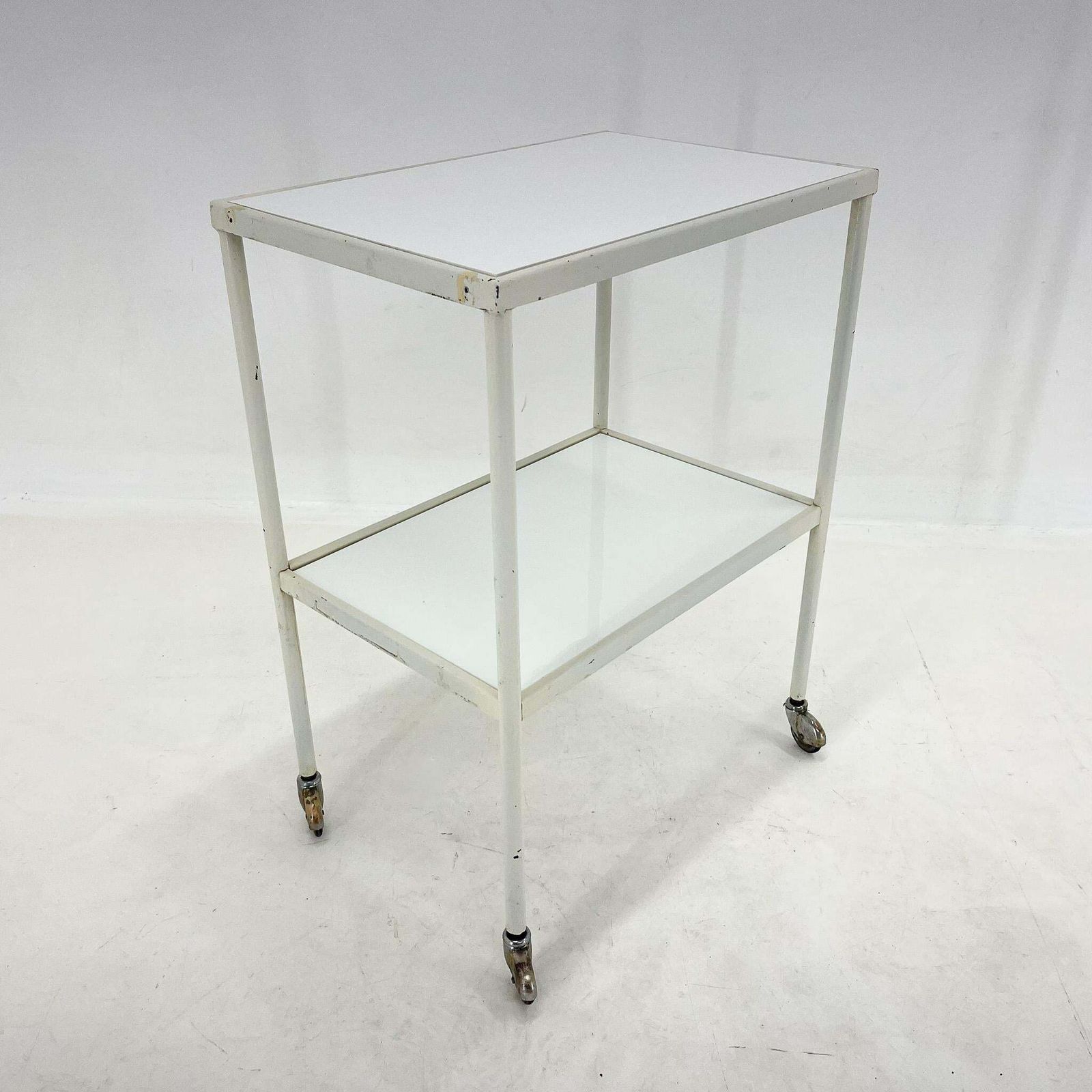 1950''S Hospital Table / Trolley On Wheels With Opaxite Glass photo furniture