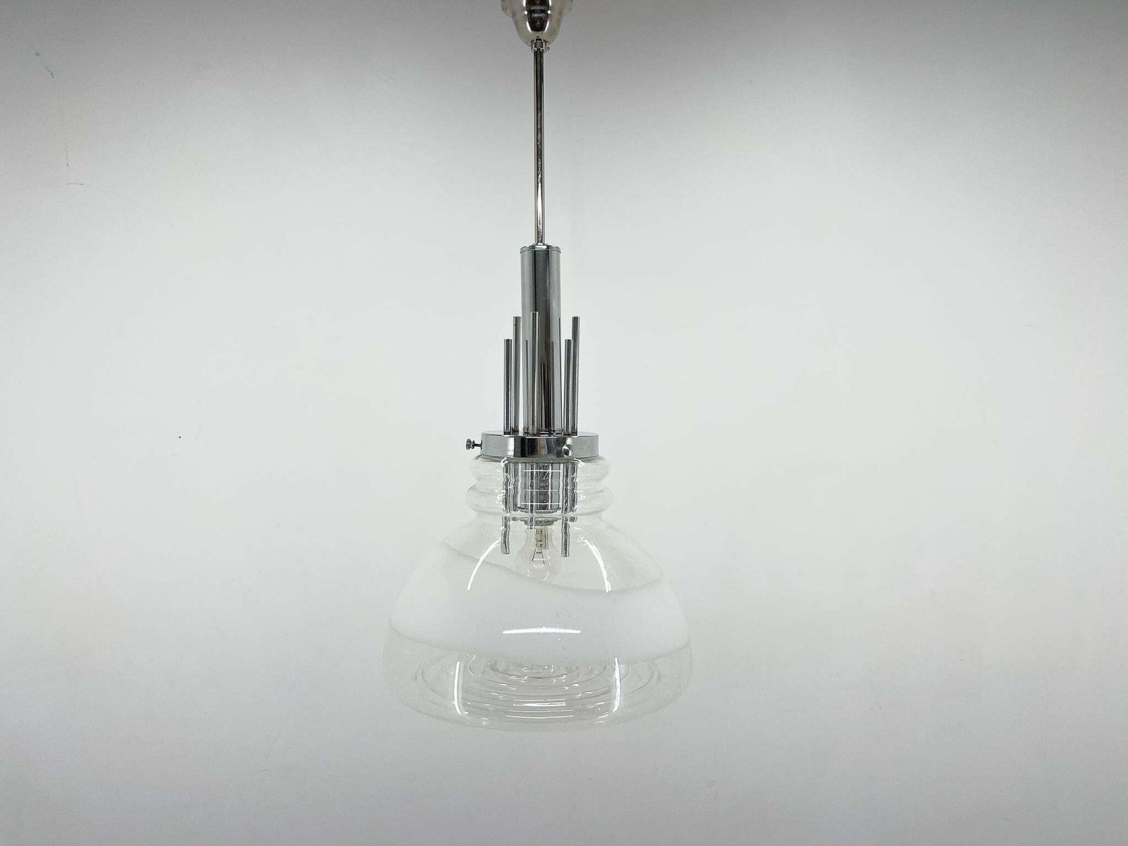 1960''S Murano Glass & Chrome Pendant By Mazzega In Carlo Nason Style, Italy photo vintage