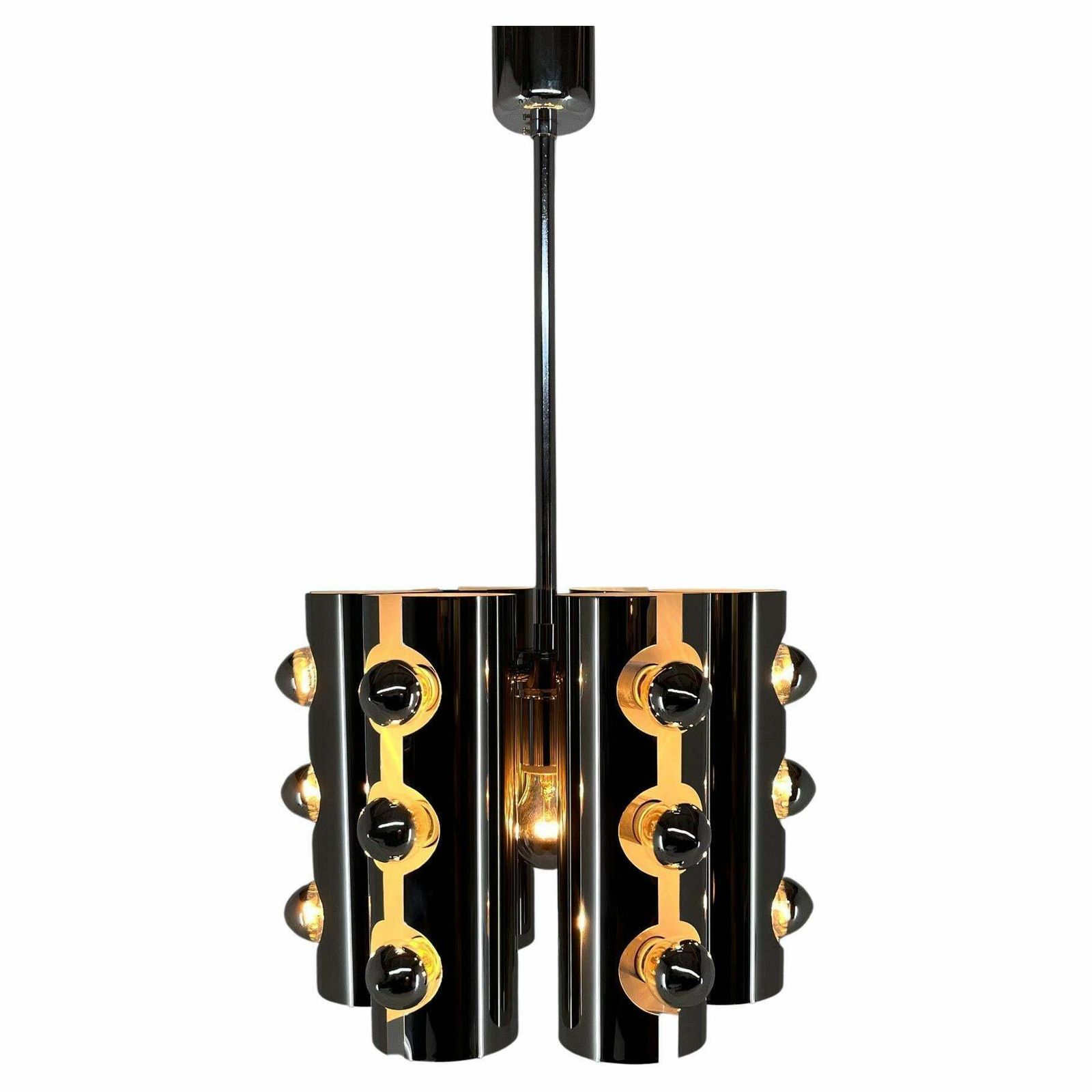 1960''S Italian Chrom Chandelier In Style Of Gaetano Sciolari