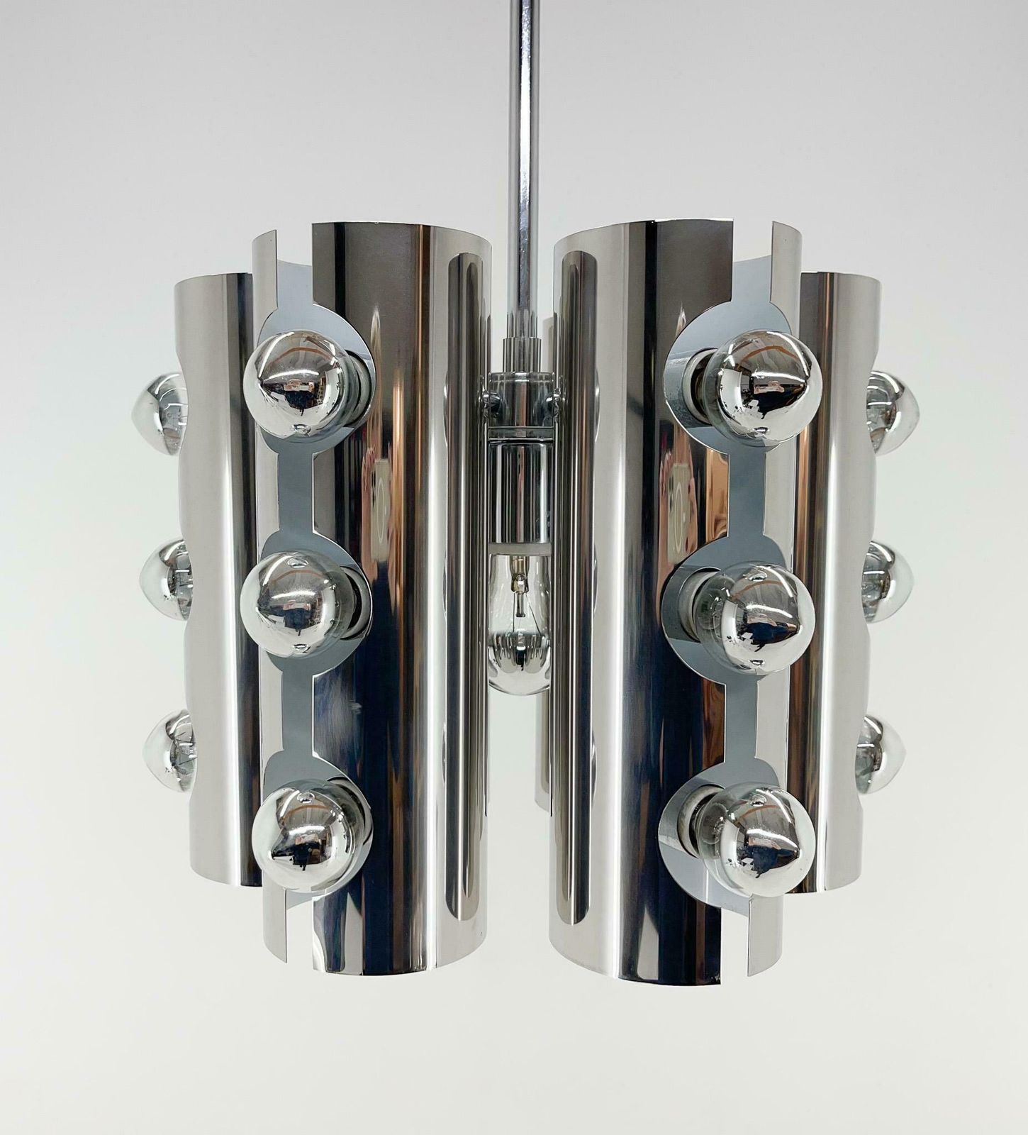 1960''S Italian Chrom Chandelier In Style Of Gaetano Sciolari photo 2267.0