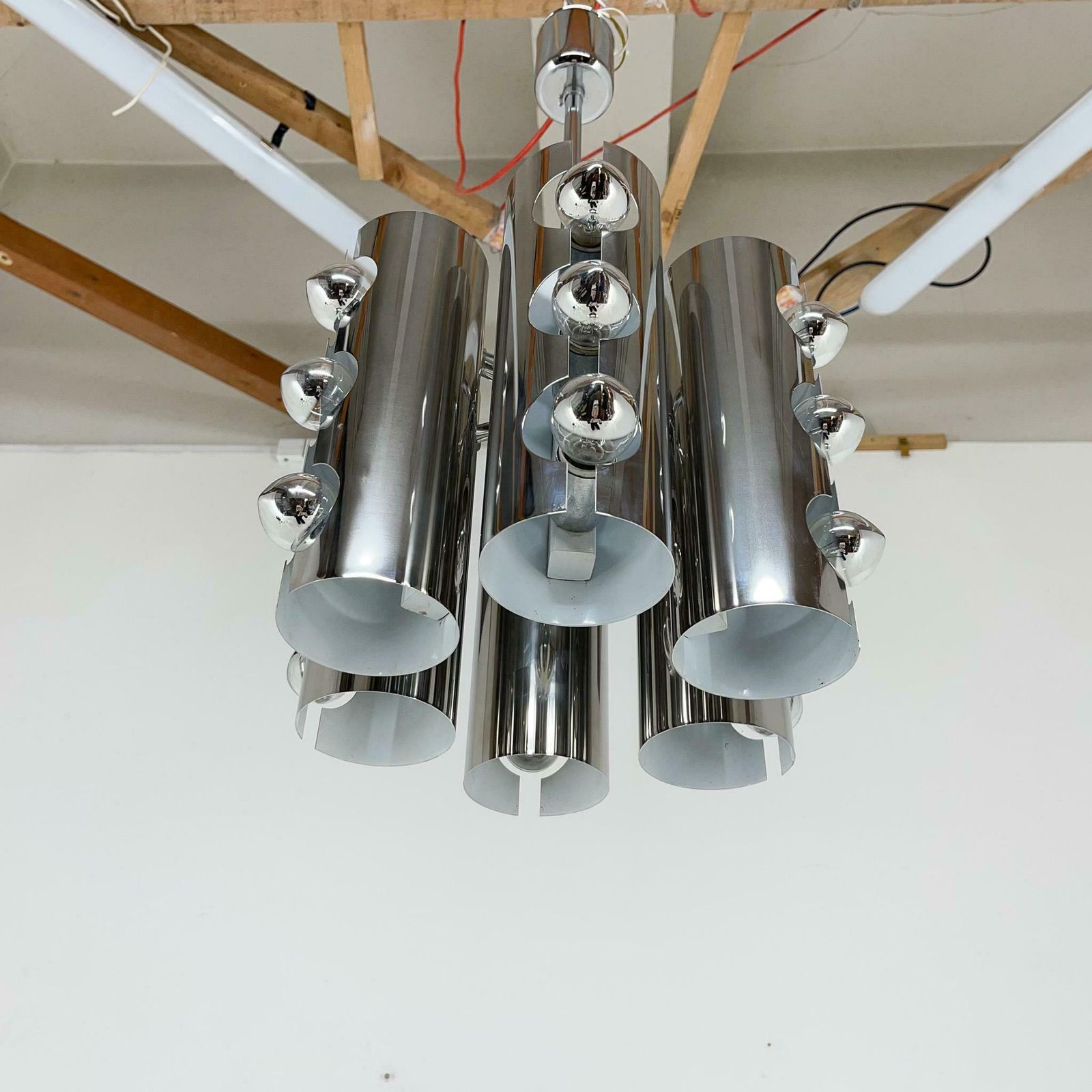 photo furniture 1960''S Italian Chrom Chandelier In Style Of Gaetano Sciolari