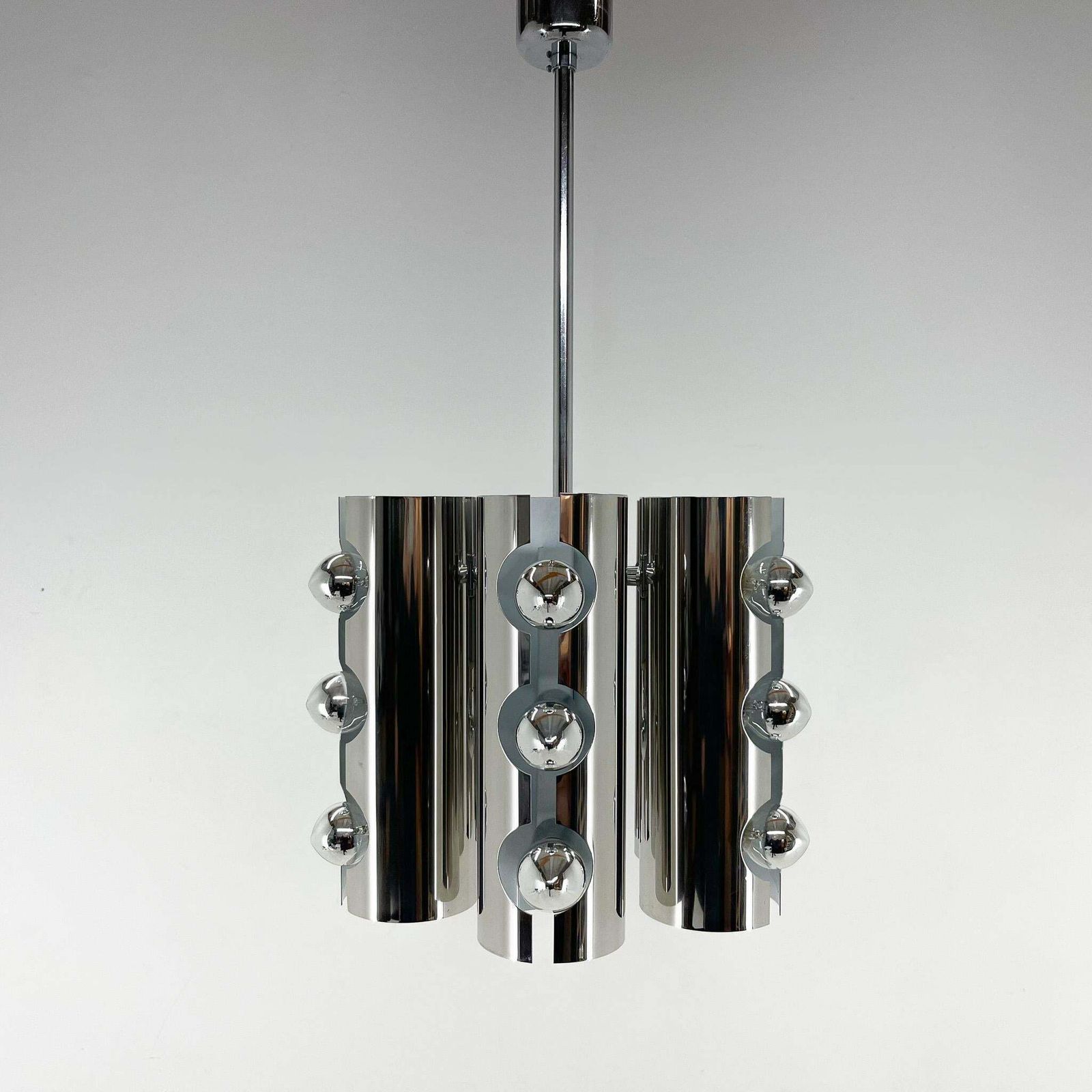 Lighting 1960''S Italian Chrom Chandelier In Style Of Gaetano Sciolari photo