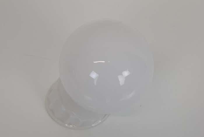 White Porcelain Vintage Industrial Opaline Glass Wall Lamp Sconce, 1950's photo 222.0