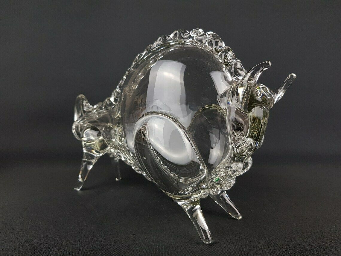 Rare Large Vintage Clear Hemah Glass Taurus Bull Russian Art Sculpture 1960s 1970s photo Home Decor