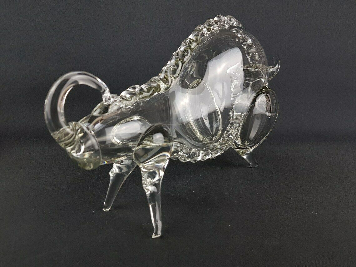Zeldzaam Groot Vintage Helder Glazen Taurus Stier, Russisch Kunstobject, Hemah Glass, Ca. Jaren 1960–1970 photo vinterior