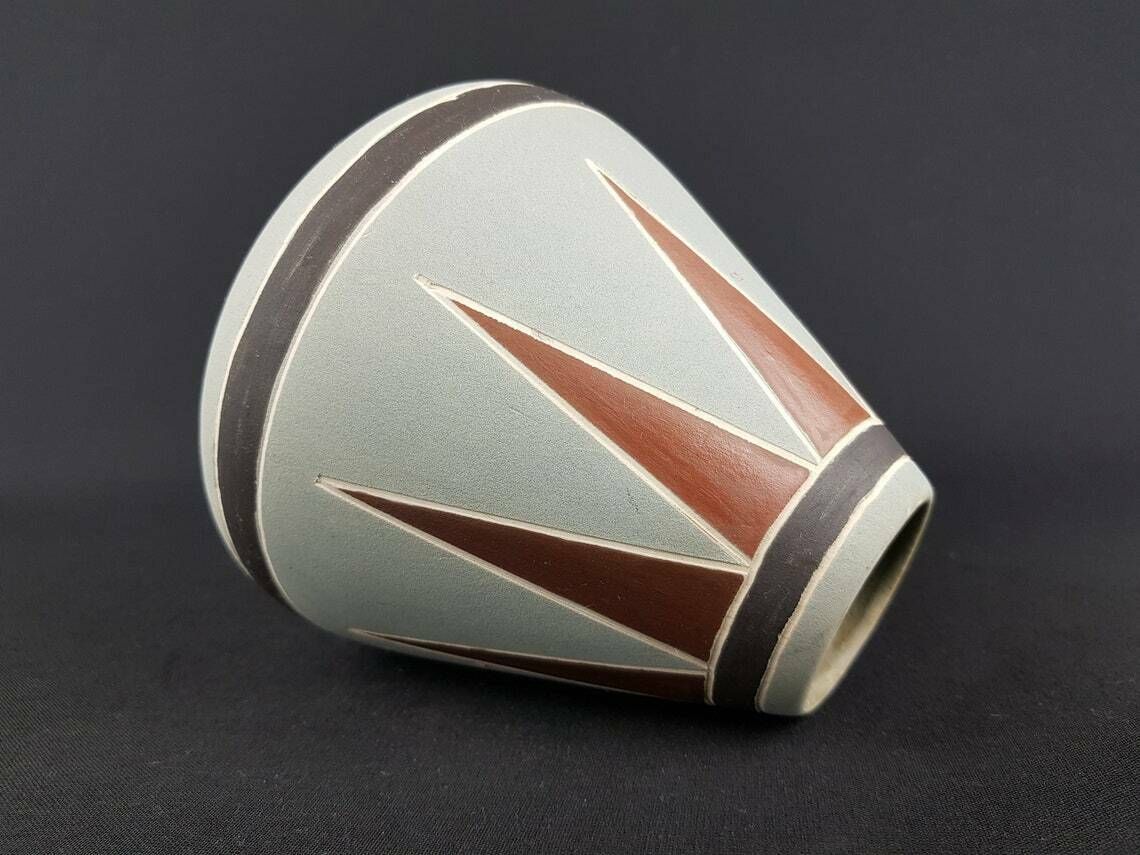 Vintage Grey And Brown Keto Keramik Pollux Vase West German Pottery 1950 60s photo Home Decor
