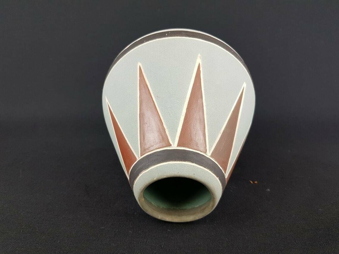 Vintage Grey And Brown Keto Keramik Pollux Vase West German Pottery 1950 60s photo 167.0