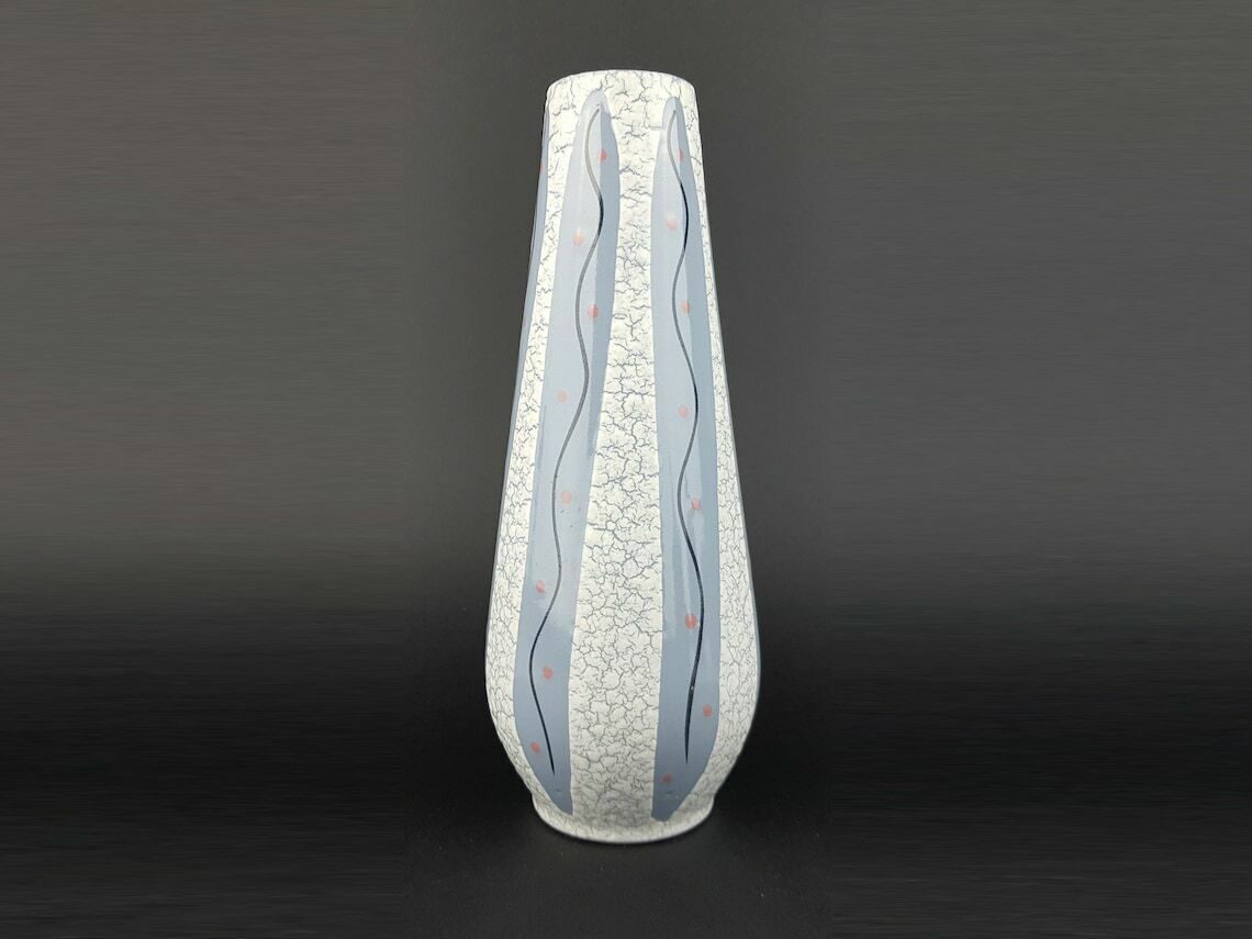 Vintage Steuler Keramik Handpainted Grayish Blue Vase 4222/1 West German Pottery 1958s