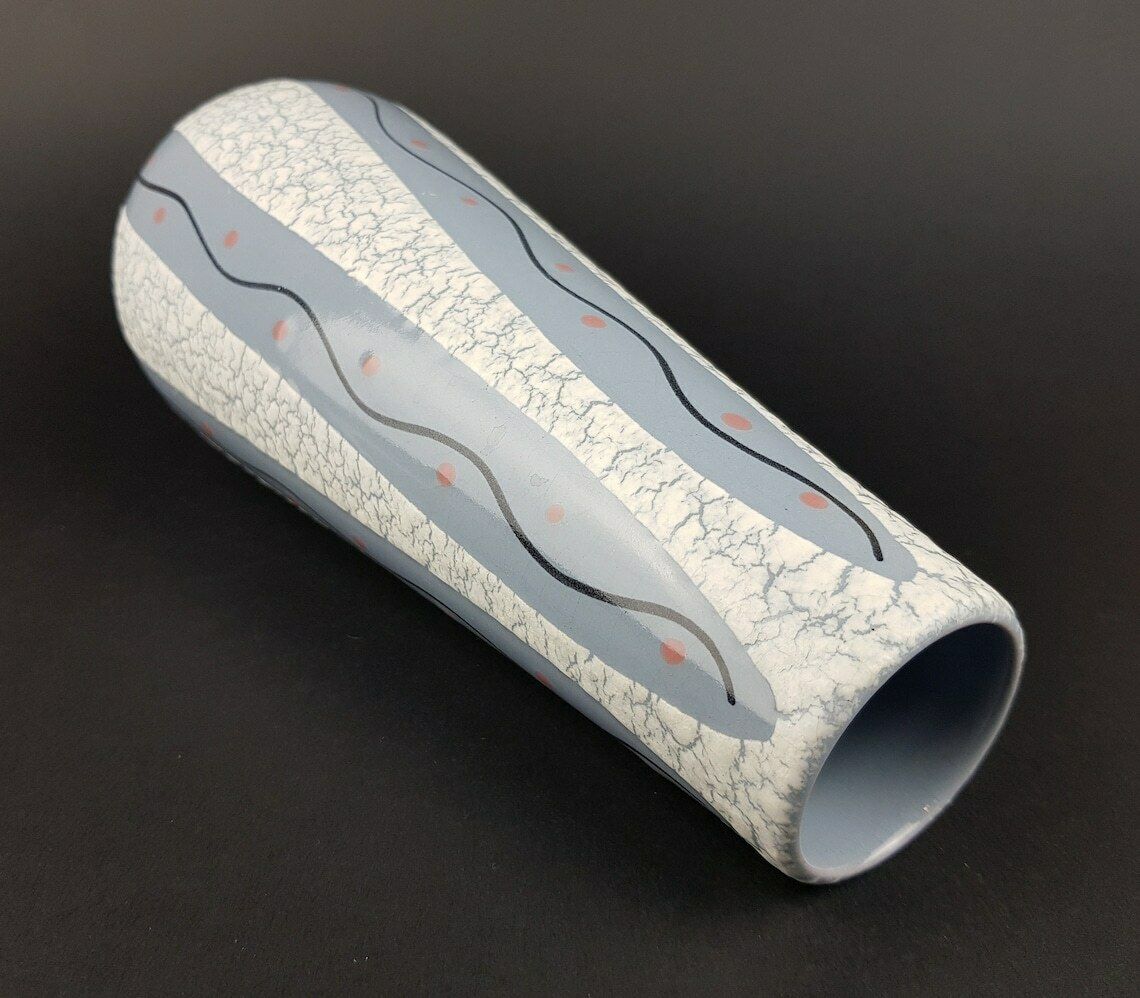 Vintage Steuler Keramik Handpainted Grayish Blue Vase 4222/1 West German Pottery 1958s photo for sale