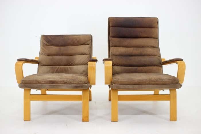 1970s Pair Of Yngve Ekström "Contino" Leather Armachair, Sweden photo furniture