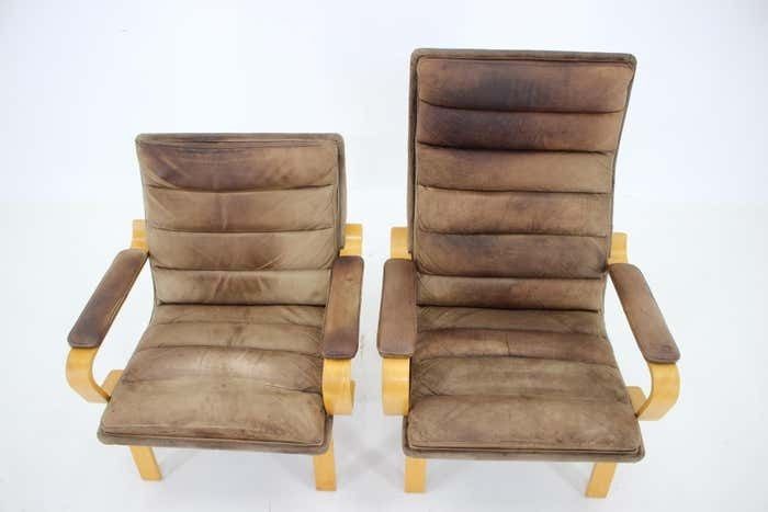 1970s Pair Of Yngve Ekström "Contino" Leather Armachair, Sweden photo Furniture