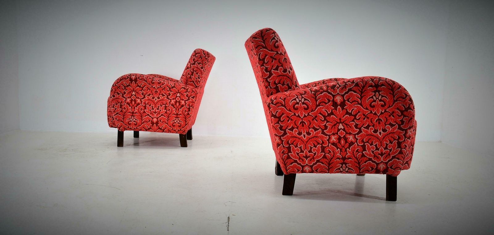 Set Of Two Rare Art Deco Armchairs H 283 By Jindřich Halabala, 1949s photo vintage