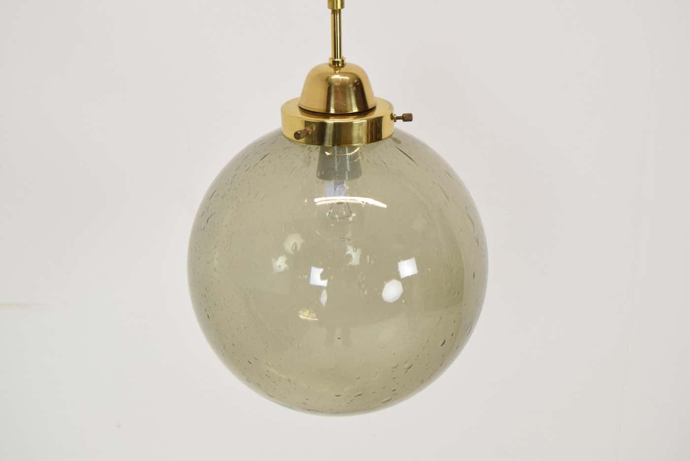 Mid Century Glass Pendant, Kamenicky Senov, 1960's photo for sale