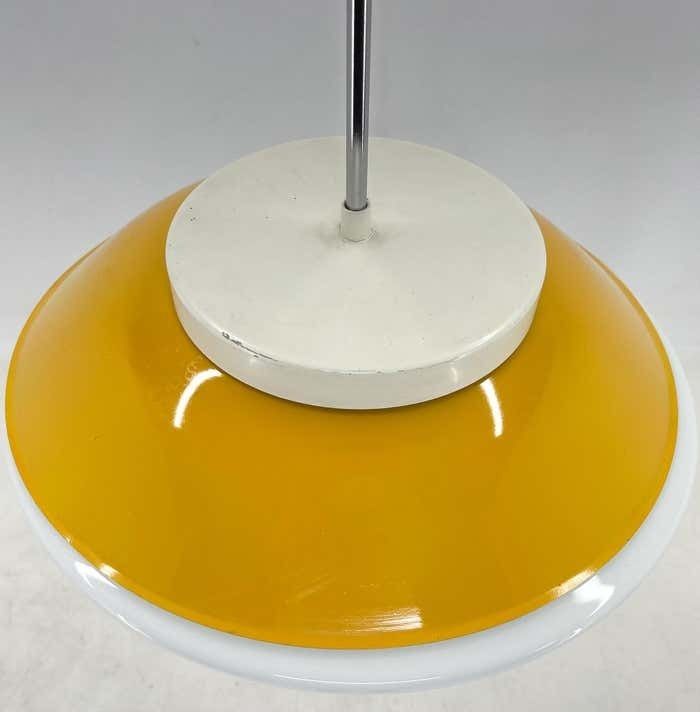Mid Century Milk Glass & Metal 'Ufo' Pendant Czechoslovakia photo 525.0
