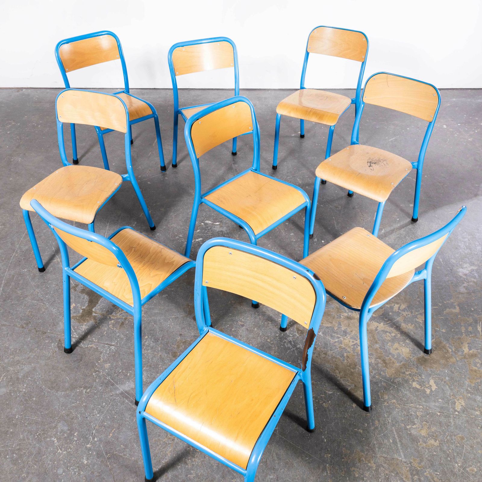 1960’s French Mullca Stacking Children’s Chairs – Set Of Nine photo buy