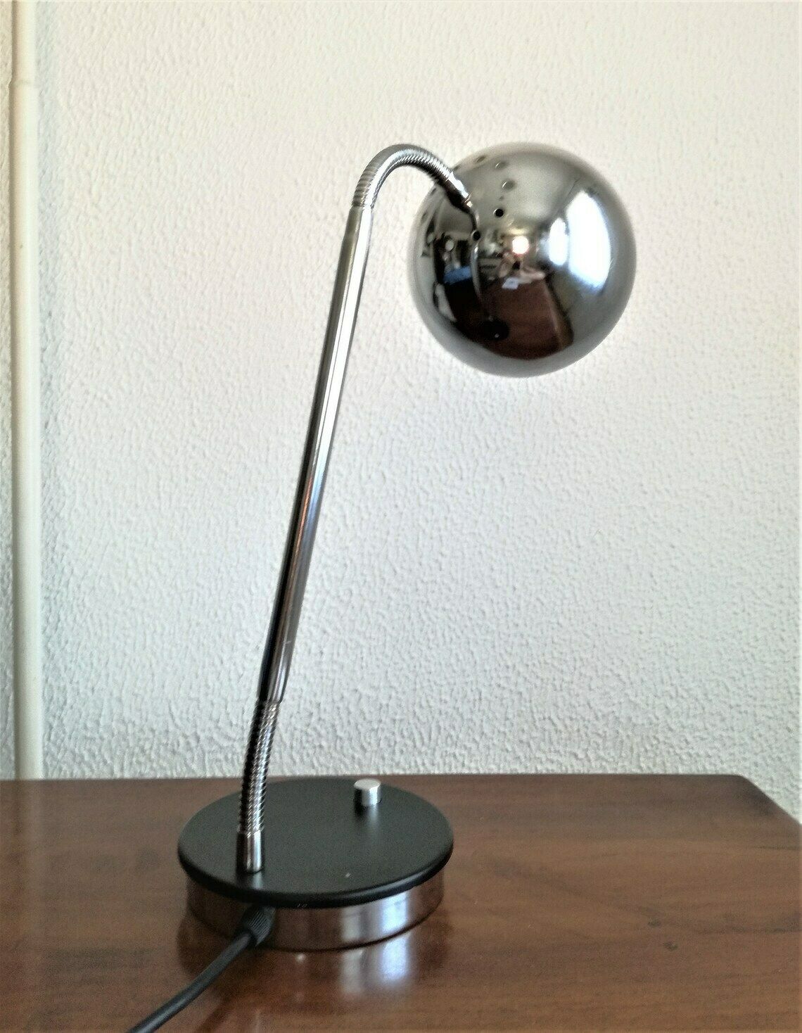 Mid Century Modern Chrome Eyeball Desk Lamp  60s Italian Design  Vintage Home Decor photo for sale