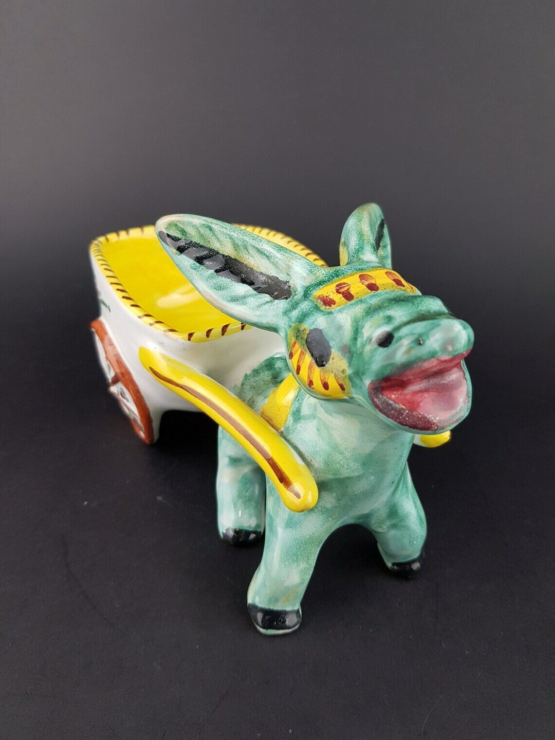 Vintage Ars Deruta Alla Moda Stylish Donkey With Cart Figurine Planter Italy Ceramiche 1960 70s photo for sale