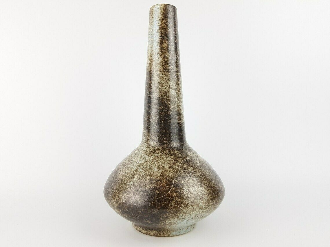 Vintage Lapitesta Kunst Töpferei Elegant Brown And White Vase 431/28 West German Pottery 1960s