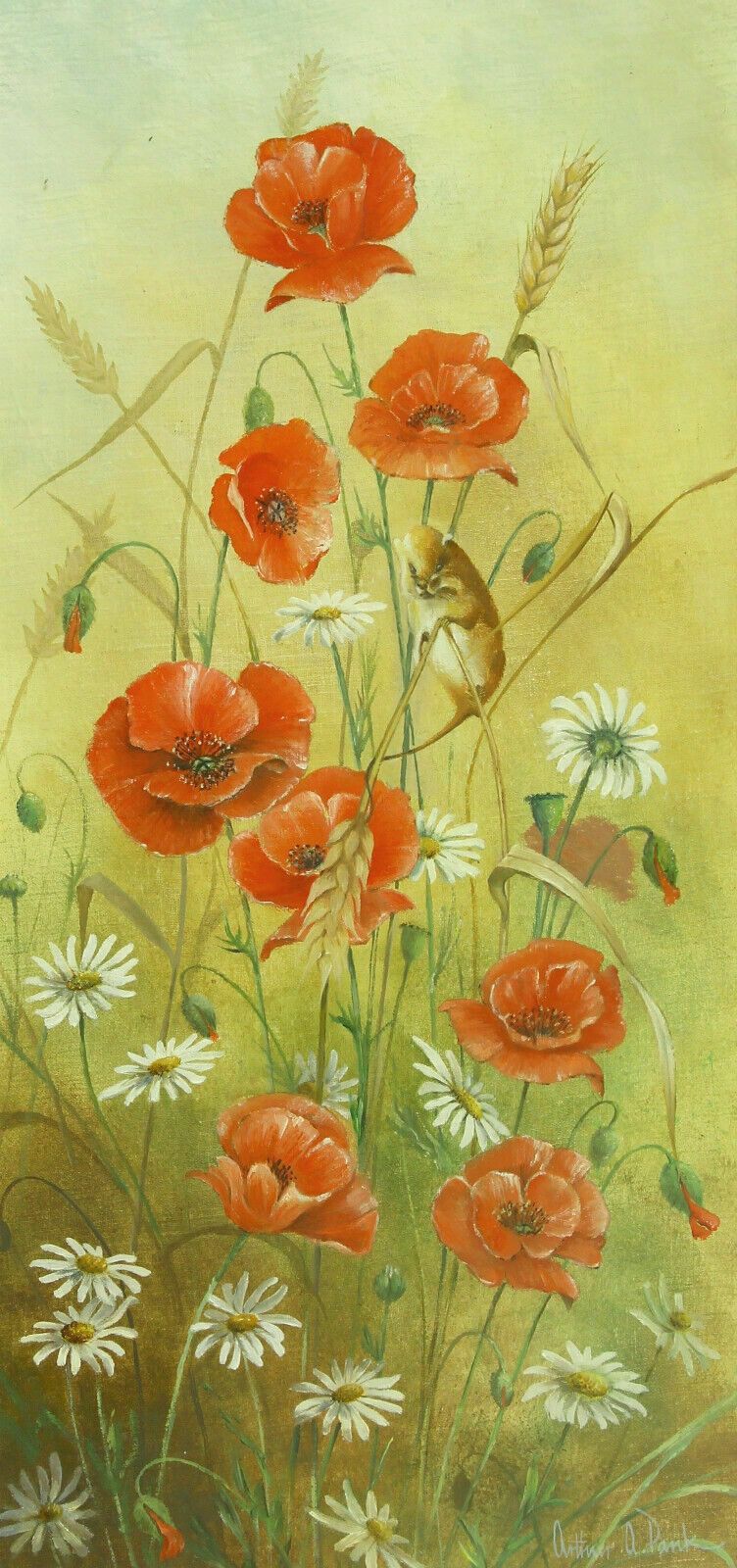 Oil On Board By Arthur A. Pank. Poppies And Daisies photo furniture