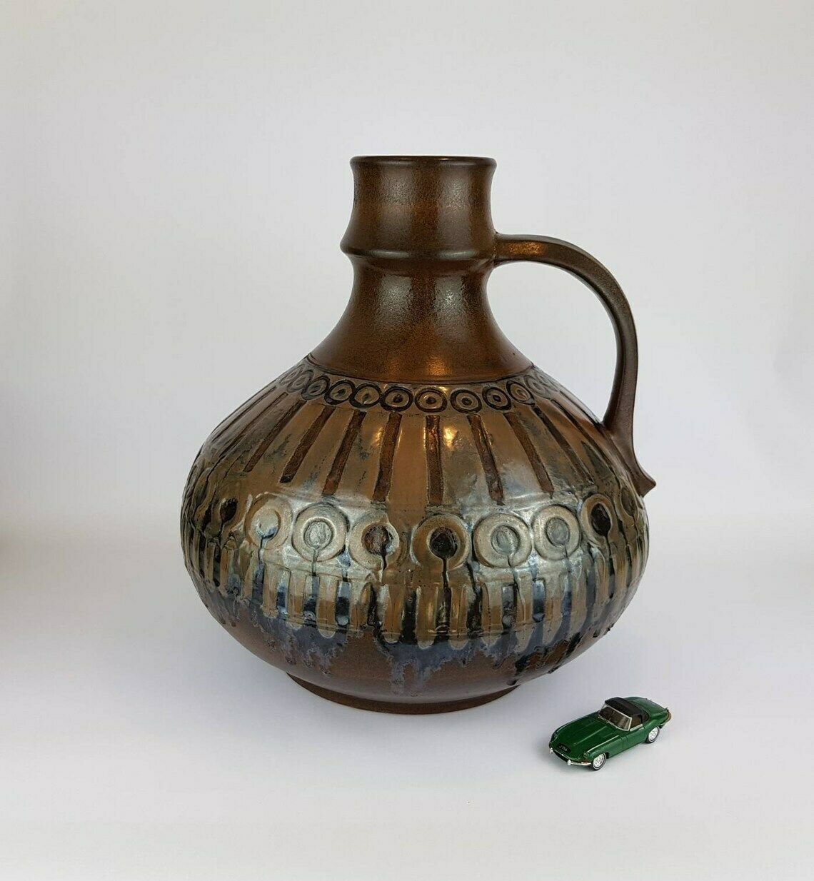 Vintage Xxl Bruine Ceramano Vaas Met Maroc Decor 254, Ca. Jaren 1950–1960