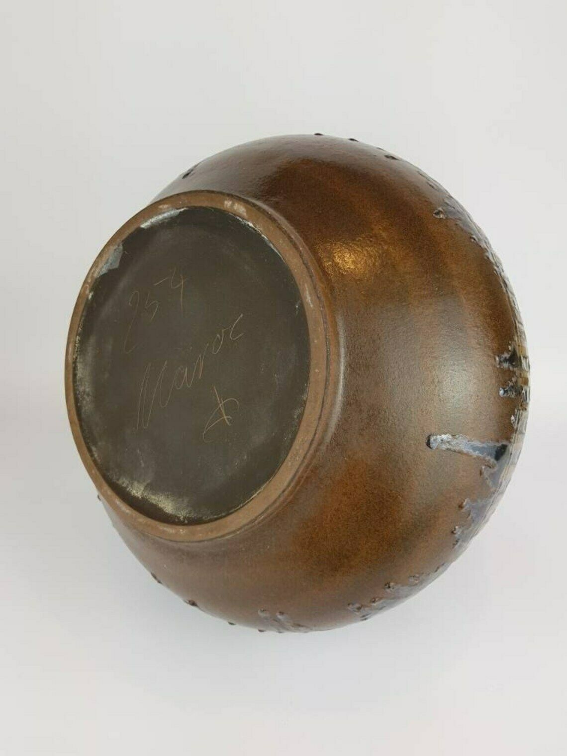 Vintage Xxl Bruine Ceramano Vaas Met Maroc Decor 254, Ca. Jaren 1950–1960 photo Woonaccessoires