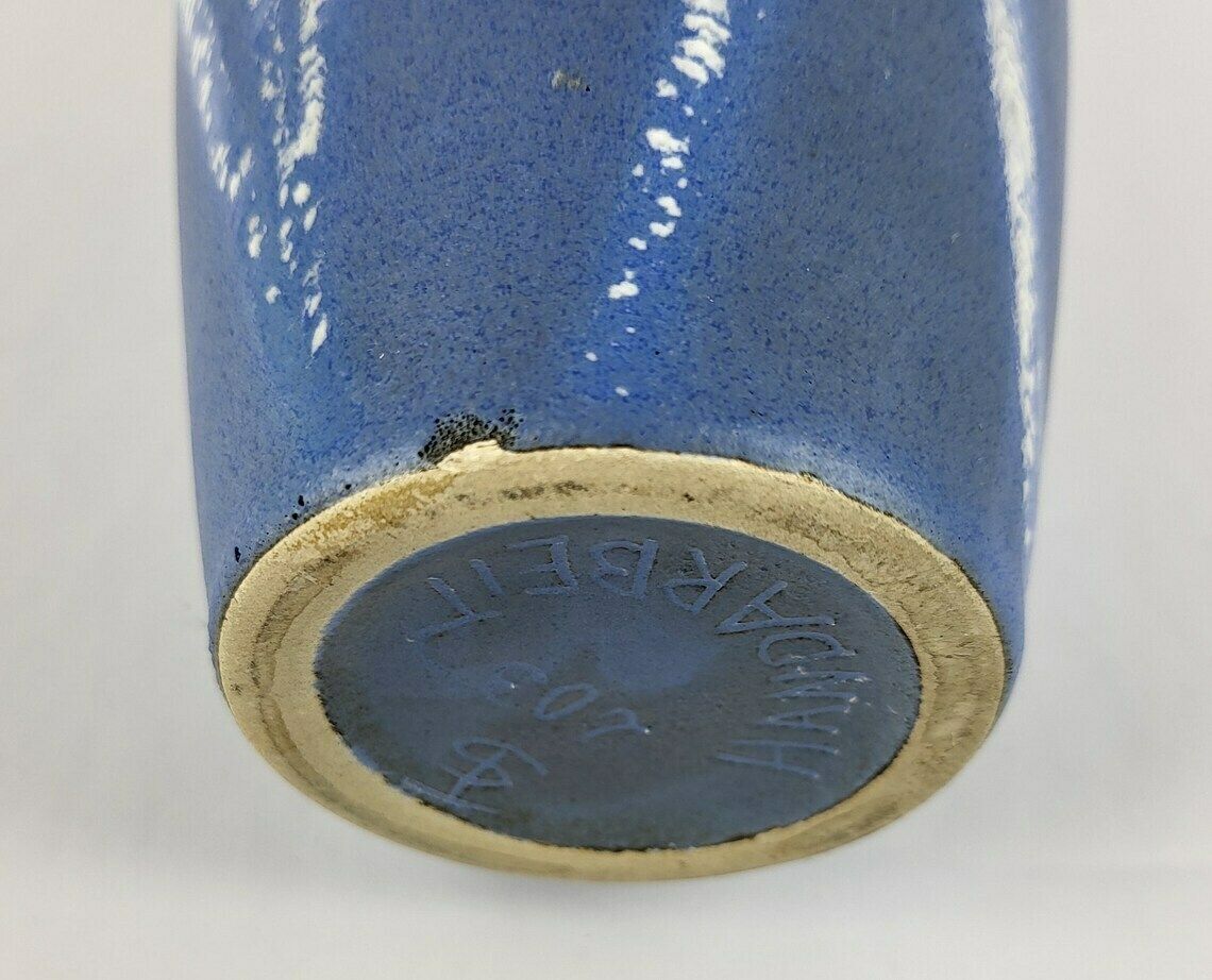 Vintage Schlossberg Keramik Blauw Wit Vaas Met Azuurdecor, West Duits Aardewerk, Ca. Jaren 1950 photo 102.0