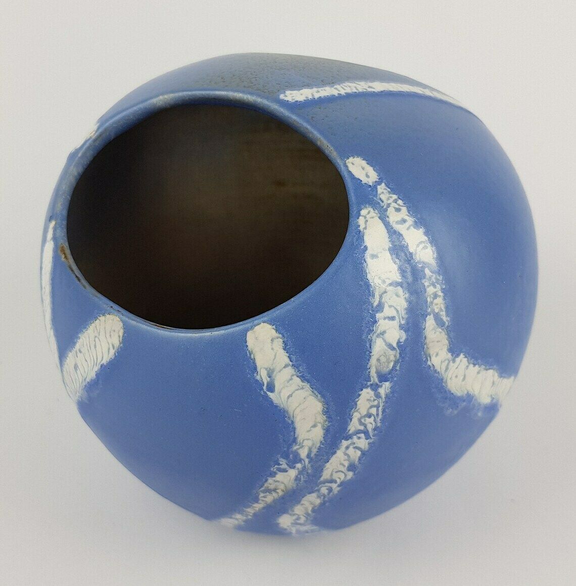 Vintage Schlossberg Keramik Fat Lava Bloempot/Vaas Met Azur Decor, Jaren 1970, West Duits Aardewerk photo for sale