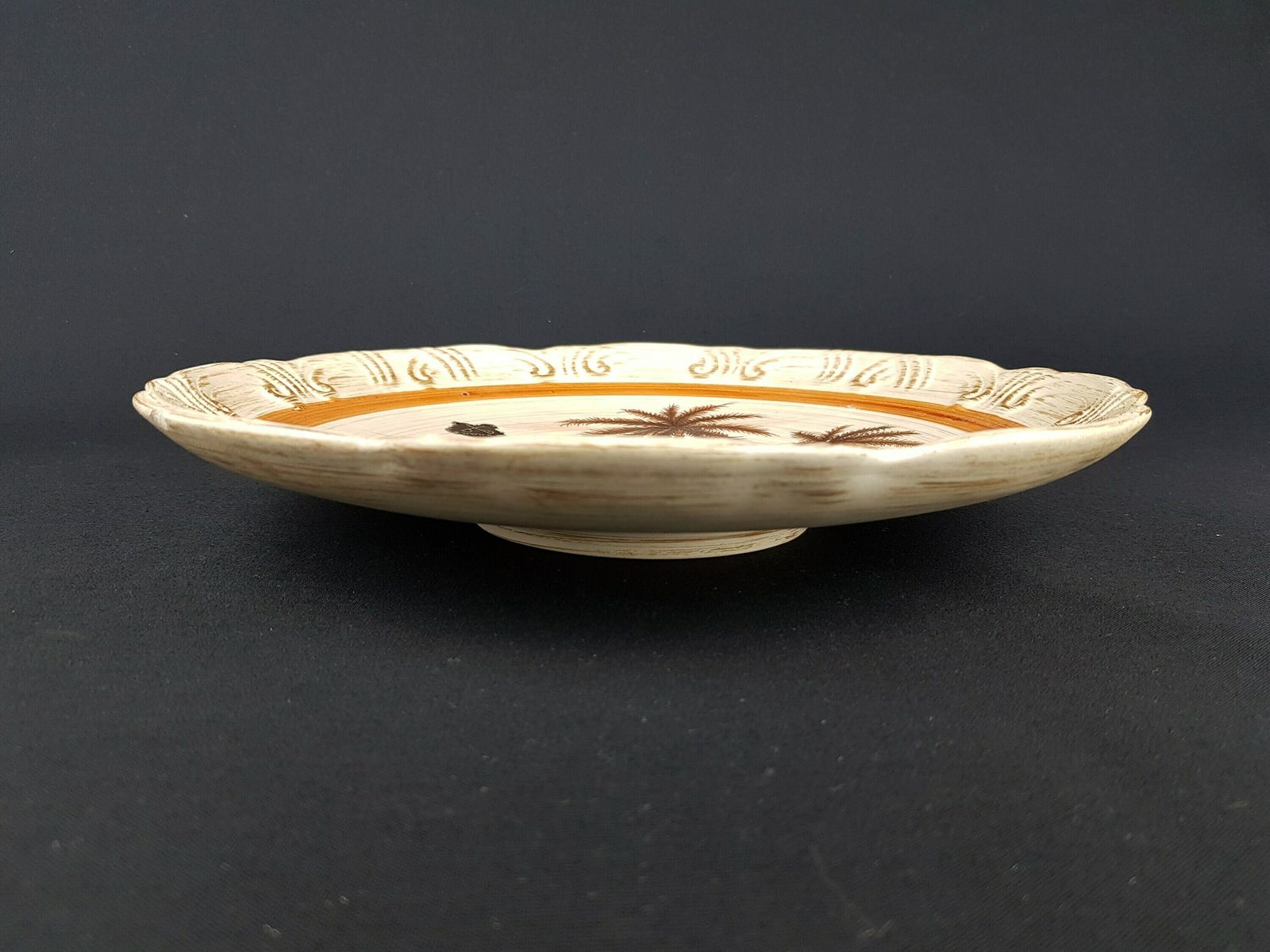 Vintage Dumler Und Breiden Schaal 987/29 Met Oase Decor, West German Pottery, Ca. Jaren 1960, Fat Lava Periode photo Woonaccessoires