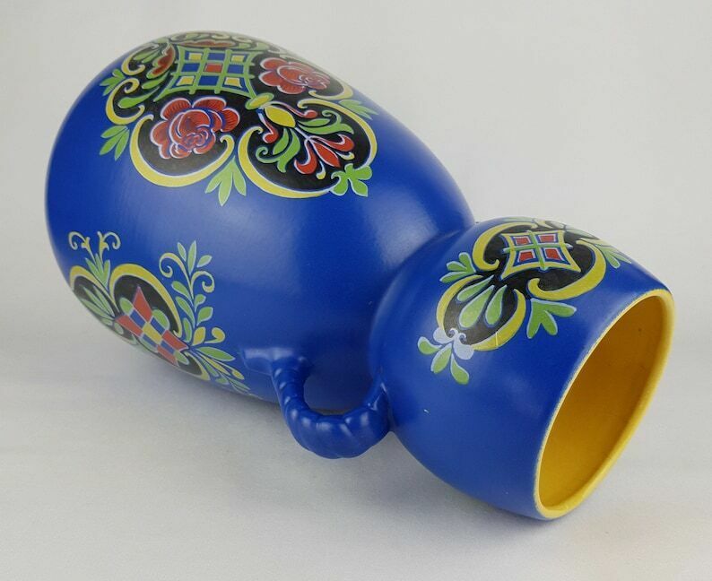 Vintage Xxl Ubelacker (ü Keramik) Blauwe Vloervaas West German Pottery Fat Lava Ca. Jaren 1960–1970 photo Woonaccessoires