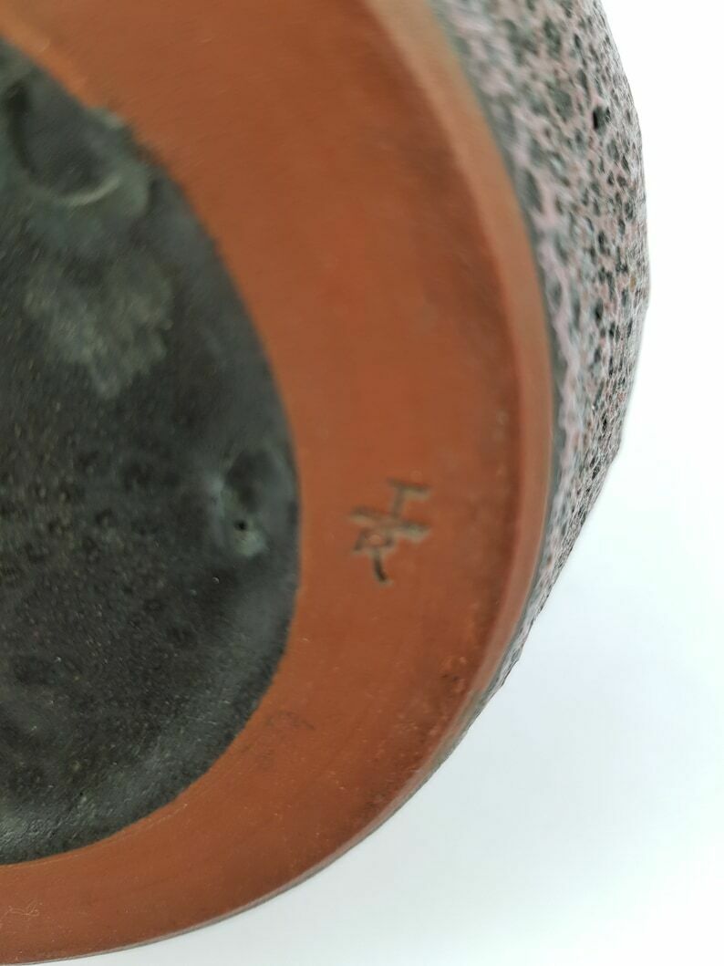 Vintage Gramann Römhild Topferei Studio Art Pottery Black And Purple Vase East German Pottery 1960s photo vintage