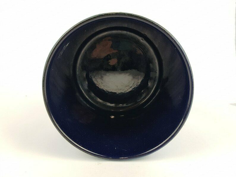 Vintage Marei Keramik Blue Hand Painted Planter Flower Pot West German Pottery 1960s photo vinterior