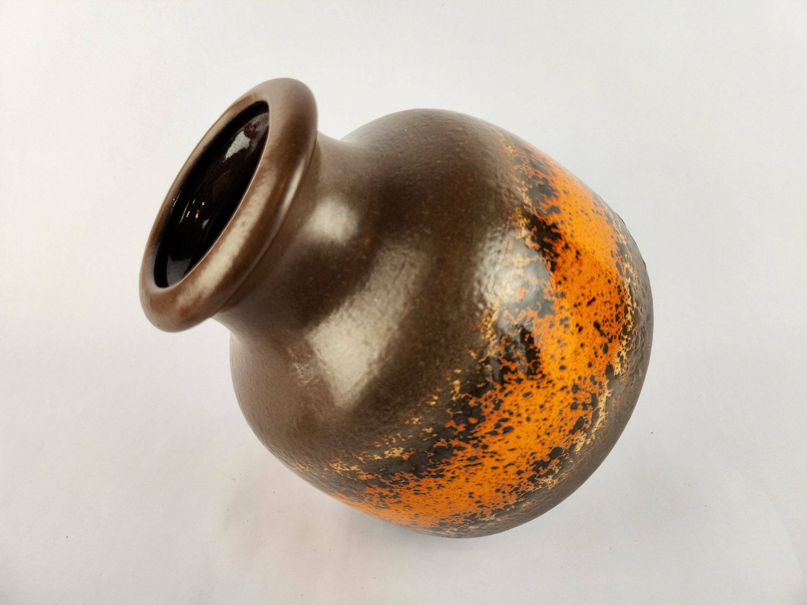 Vintage Scheurich Keramik Oranje En Bruine Vaas 293 16, West Duits Aardewerk, Jaren 1970 photo Woonaccessoires