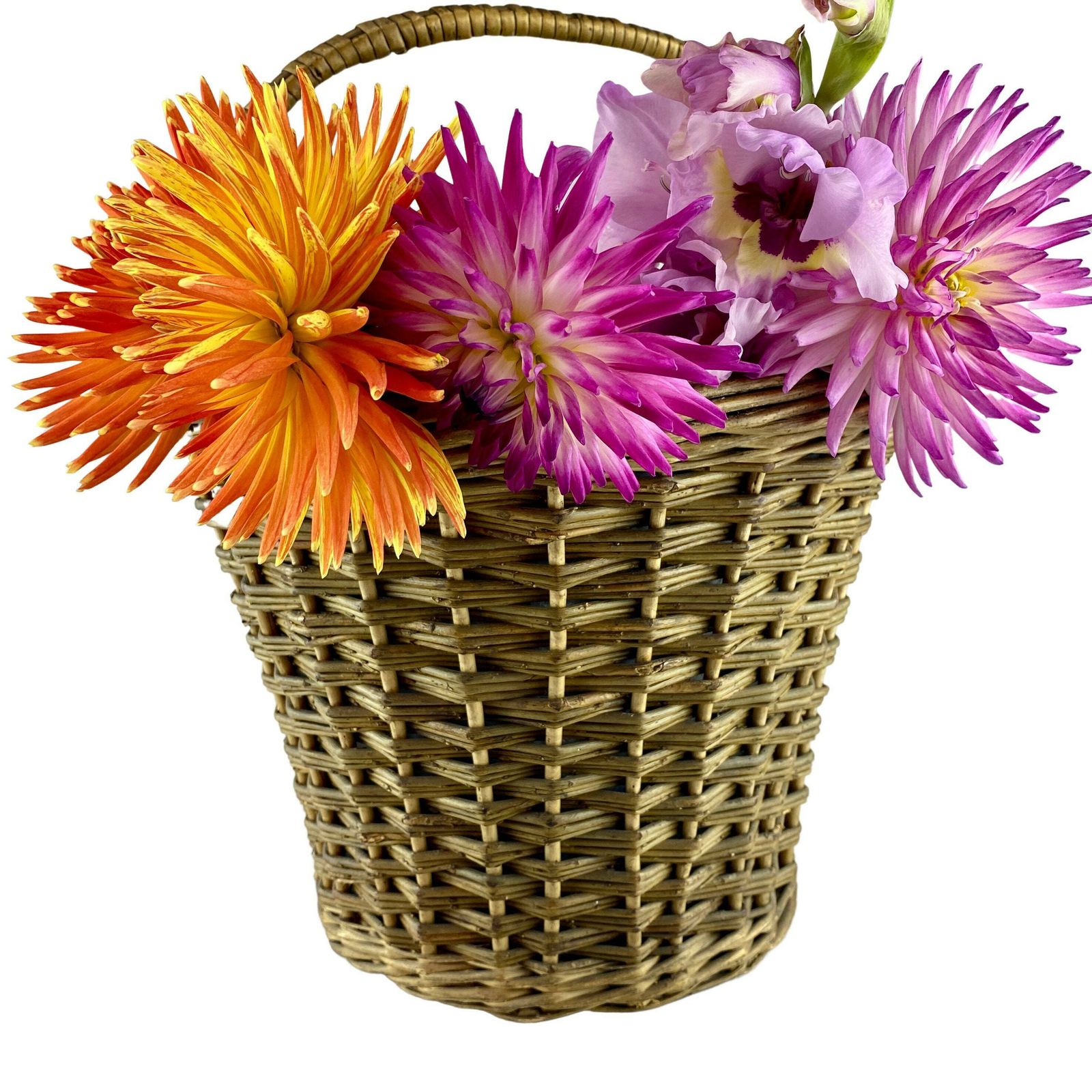 Early 20th Century Zinc Lined Wicker Flower Basket   Florists Basket   Gardenalia