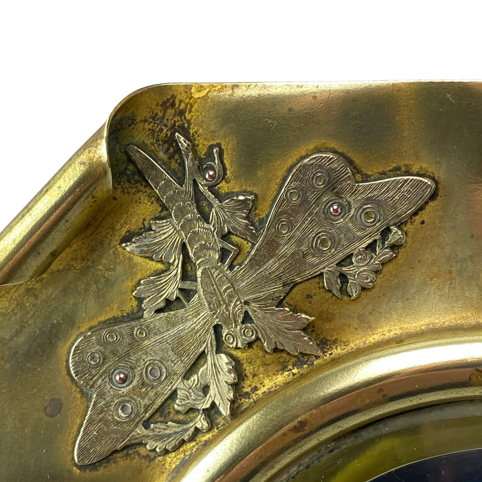 Antique French Art Nouveau Brass Dragonfly Mirror   5 Leaf Clover   Wall Hanging   Free Standing   Home Decor photo Home Decor