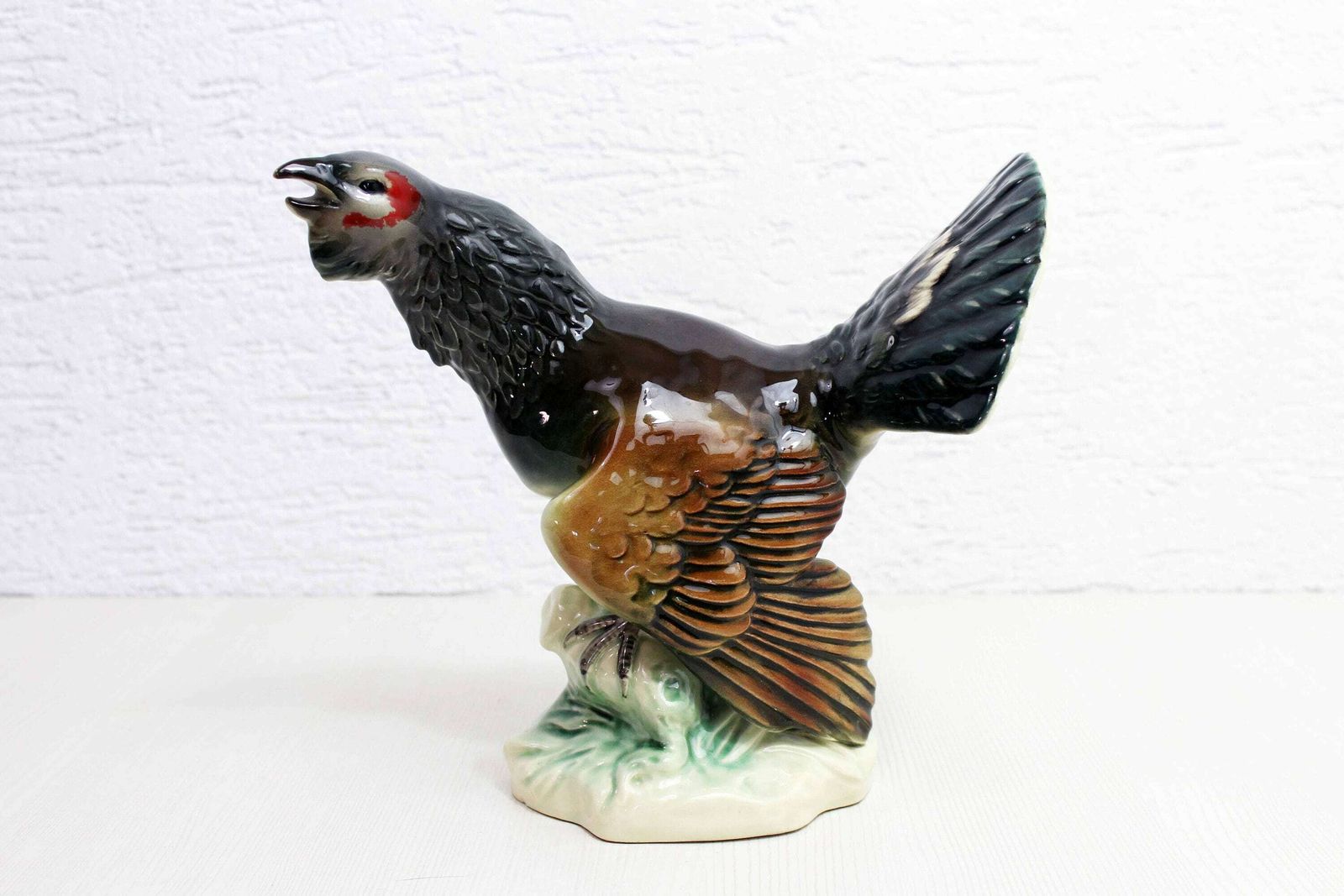 Figurine Of Heather Rooster Or Large Tetra In Ceramic 1970
