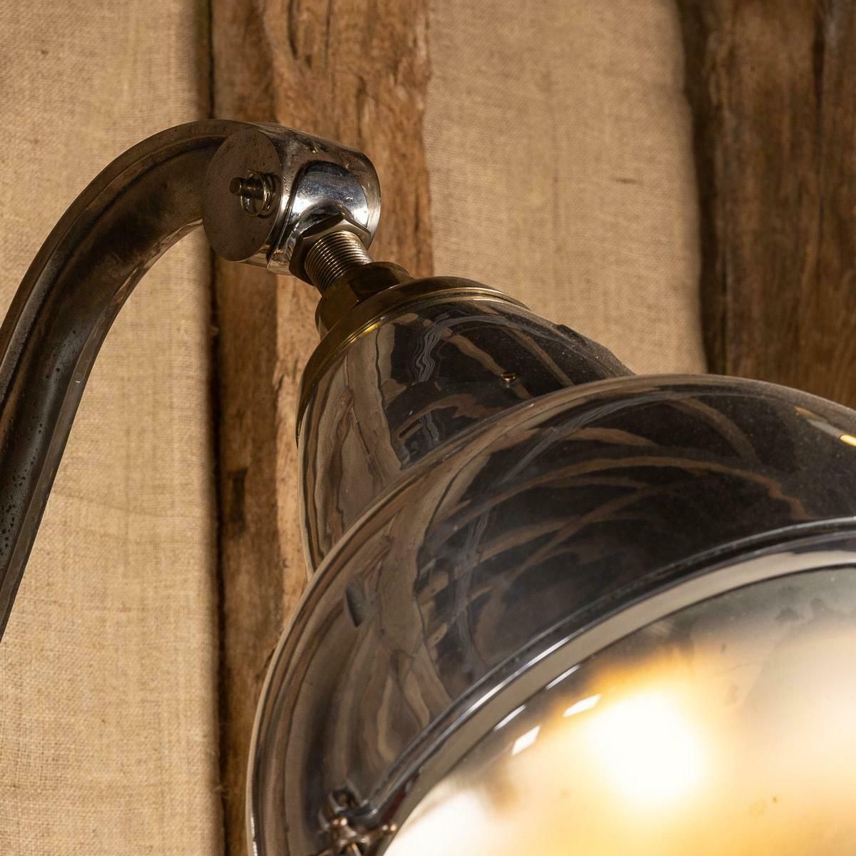20th Century Dutch Pair Of Polished Metal Outdoor Lamps, C.1920 photo vintage