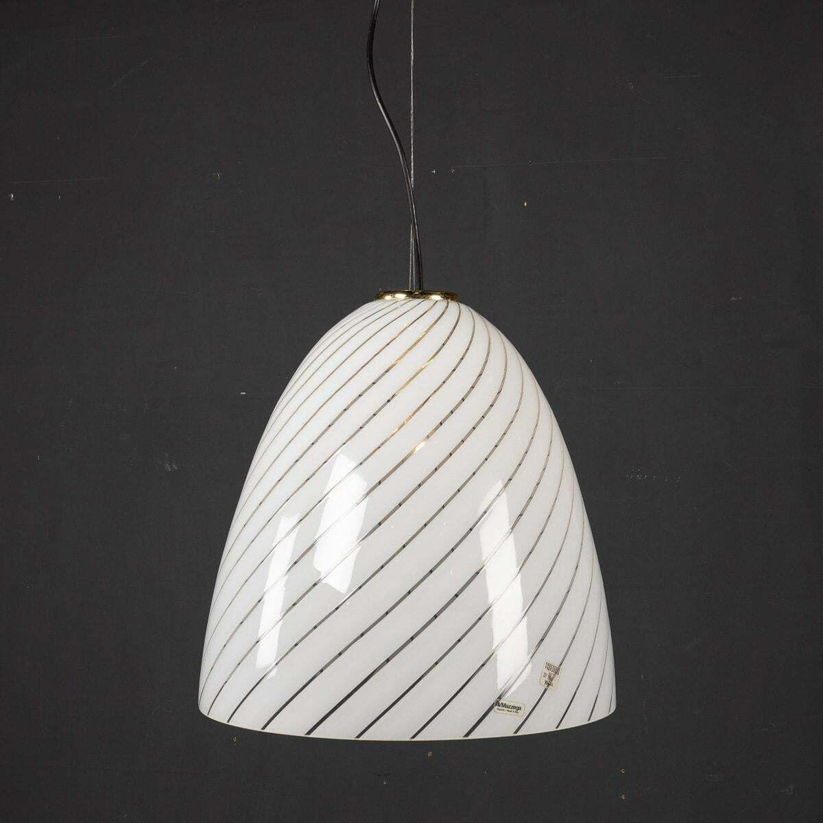 20th Century Italian Murano Glass Swirl Bowl Pendant Light By Avmazzega, C.1970 photo furniture