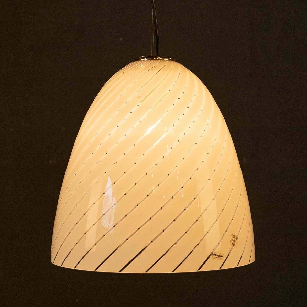 20th Century Italian Murano Glass Swirl Bowl Pendant Light By Avmazzega, C.1970 photo for sale