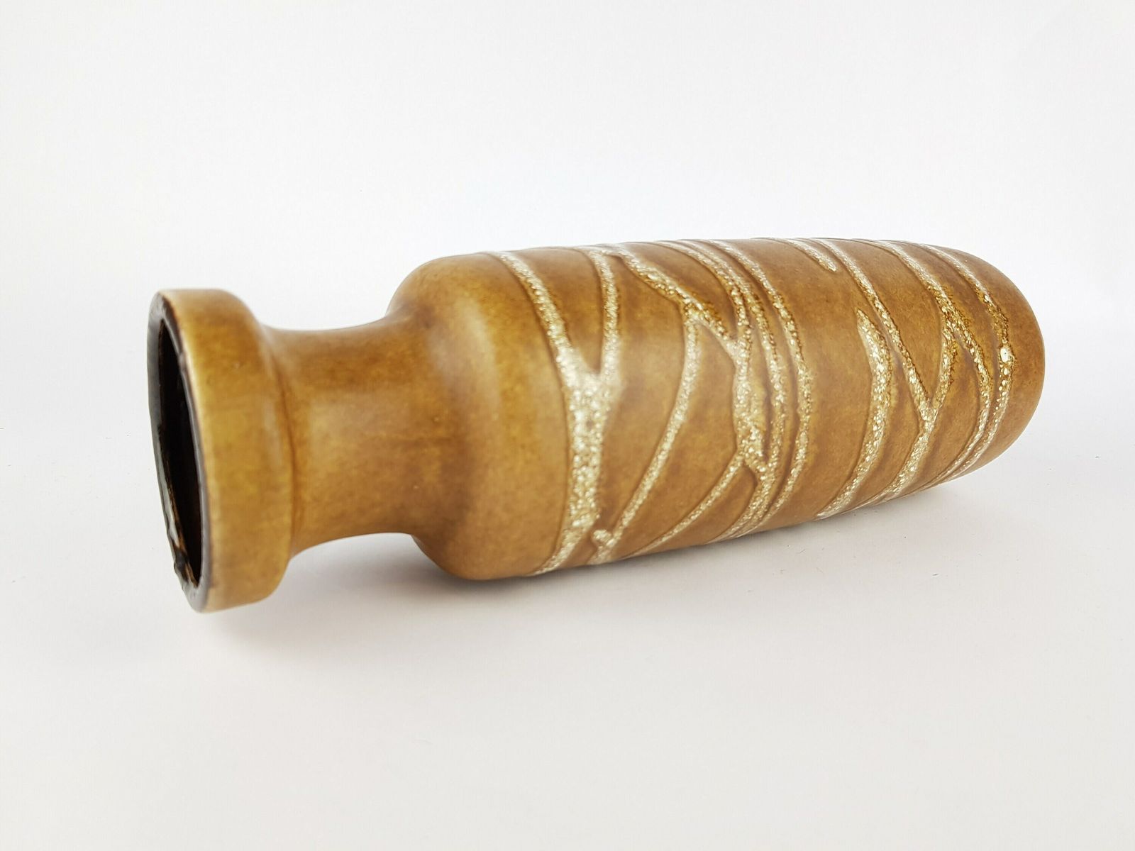 Vintage Brown With White Lava Scheurich Keramik Vase 200 28 West German Pottery 1970s photo Home Decor