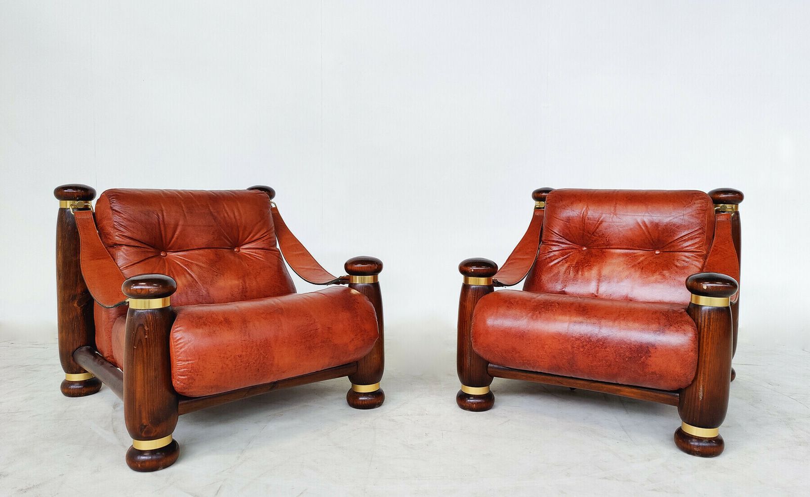 Italian Mid Century Modern Seating Set In Cognac Leather photo Furniture