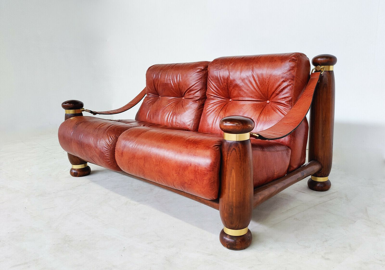 Italian Mid Century Modern Seating Set In Cognac Leather photo buy