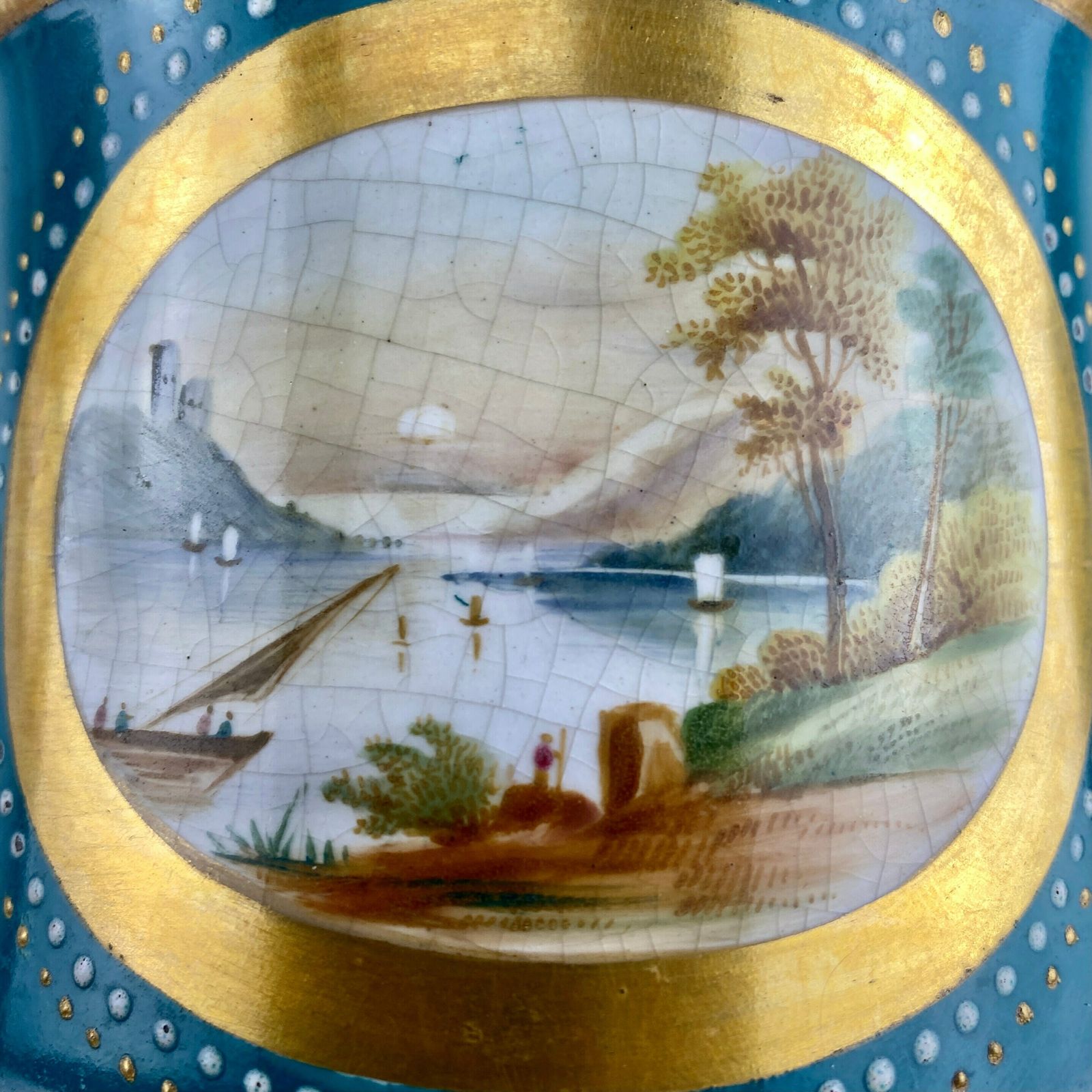 19th Century Porcelain Stand With Inscription   1873   Jardinier   Planter   Gilt & Turquoise   Country House Decor photo buy