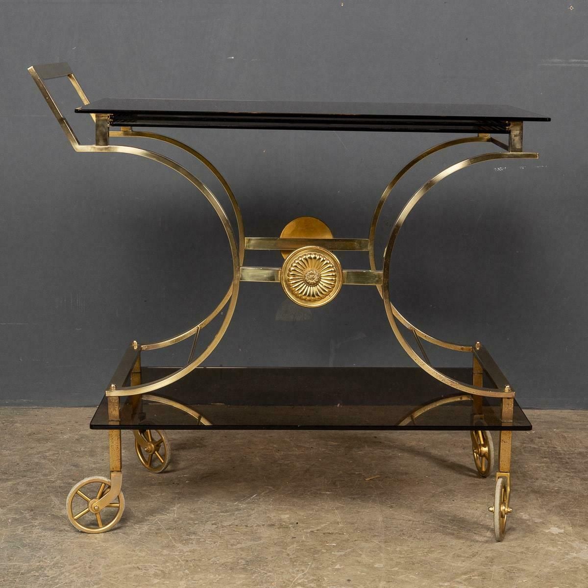 20th Century French Three Tier Brass And Glass Bar Trolley By Maison Bagues photo 3495.0
