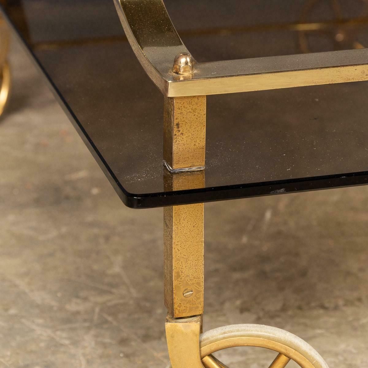Furniture 20th Century French Three Tier Brass And Glass Bar Trolley By Maison Bagues photo