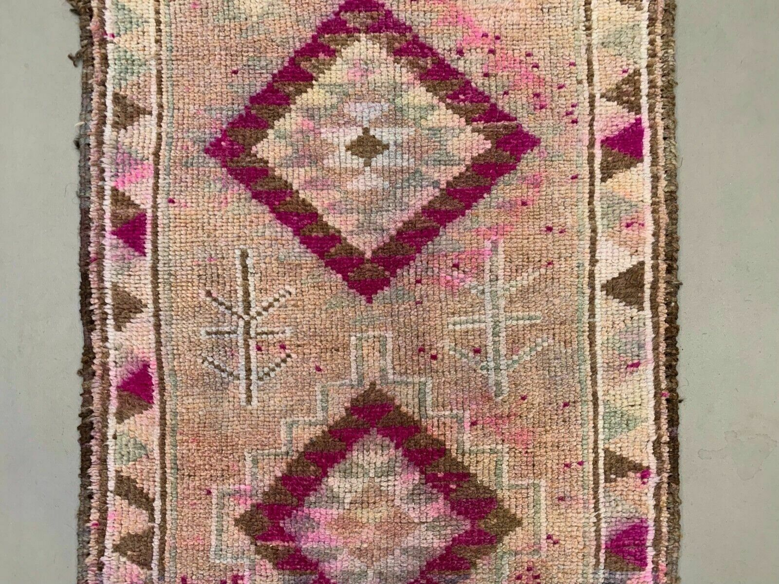 Vintage Turkish Tribal Runner Veg Dye Wool Rug Tribal, Handmade photo vinterior