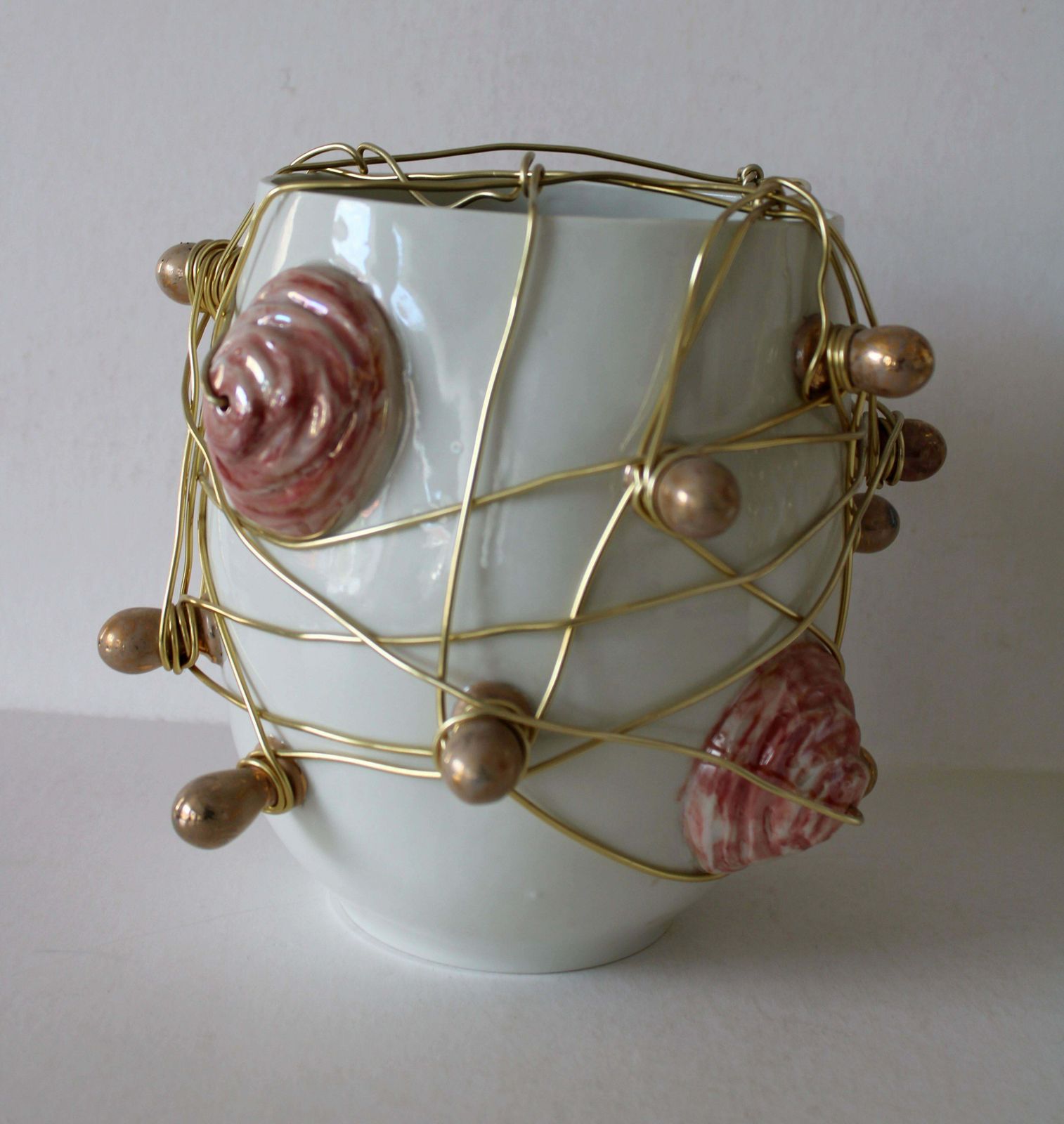Inese Brants Vases With Wires   Set Of Two 2009, Porcelain, Wire, photo Home Decor