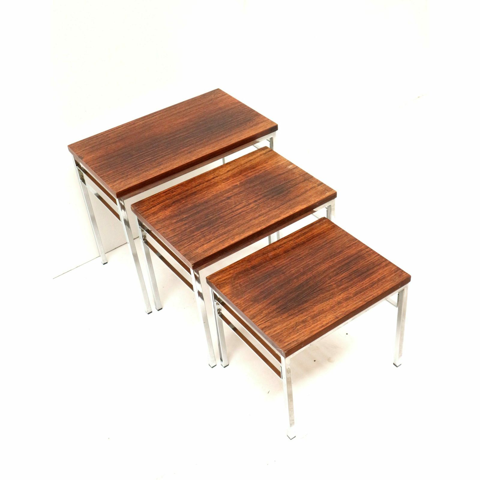 Vintage Mini Set / Set Of 3 Side Tables Made Of Rosewood From The 1960s