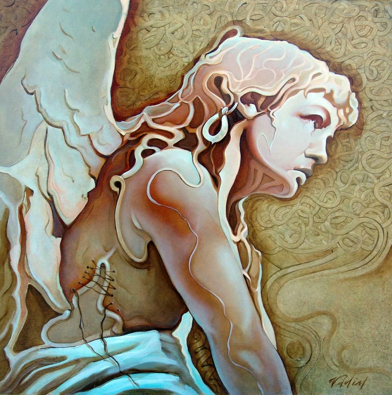 Vadim Kovalev Coral Angel. Oil On Wood,