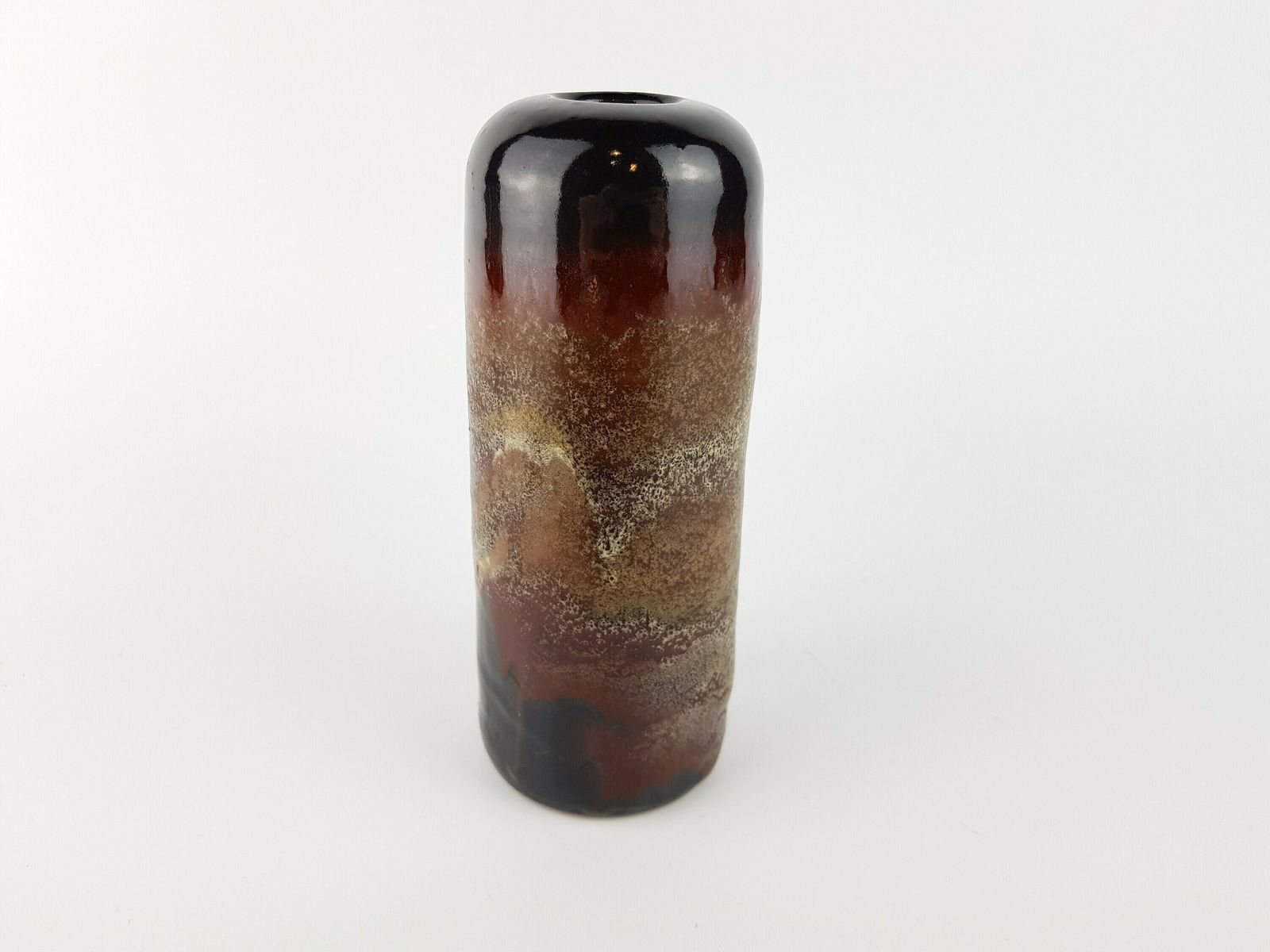 Vintage Elmer Kubicek Studio Art Pottery Stylish Brown Vase West Germany 1960s