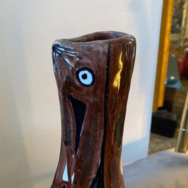 1970s Modernist Hand Painted Ceramic Sicilian Vase By Garofalo photo for sale